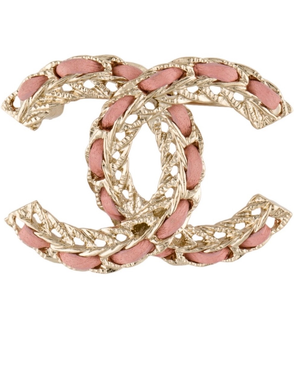 Chanel Logo Brooche Pink Leather